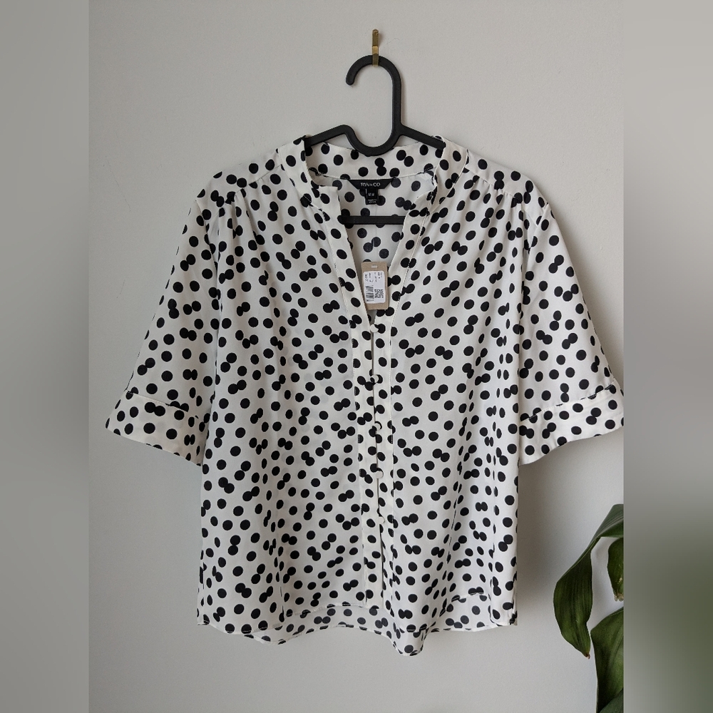 RW&CO. Black and White Polka Dot Blouse